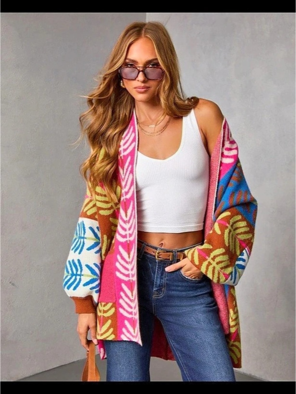 VICI Gildelle Multi Color Print Cardigan